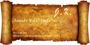 Jasch Kálmán névjegykártya